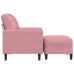 Sillón con taburete terciopelo rosa 60 cm