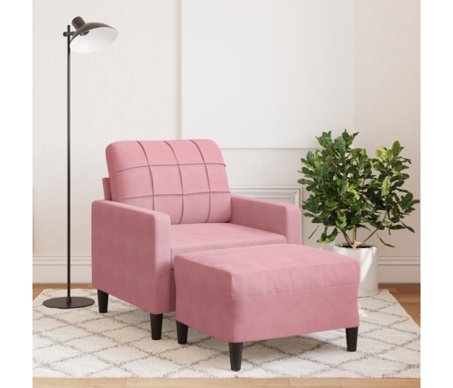 Sillón con taburete terciopelo rosa 60 cm