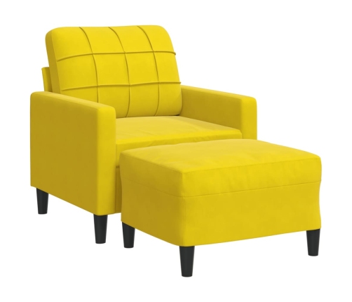 Sillón con taburete terciopelo amarillo 60 cm