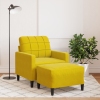 Sillón con taburete terciopelo amarillo 60 cm