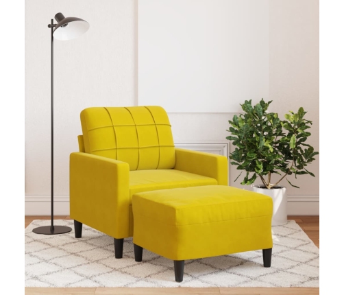 Sillón con taburete terciopelo amarillo 60 cm