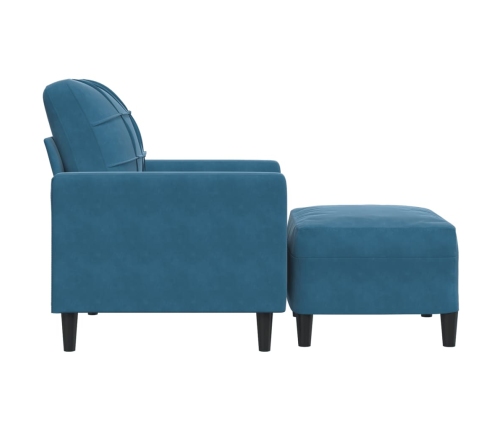 Sillón con taburete terciopelo azul 60 cm