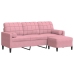 Sofá de 3 plazas con taburete de terciopelo rosa180 cm