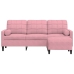 Sofá de 3 plazas con taburete de terciopelo rosa180 cm