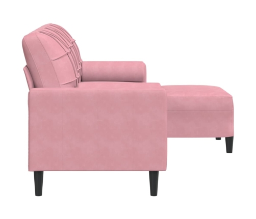 Sofá de 3 plazas con taburete de terciopelo rosa180 cm
