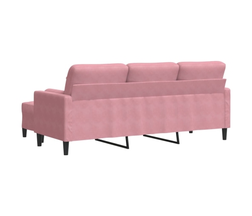 Sofá de 3 plazas con taburete de terciopelo rosa180 cm