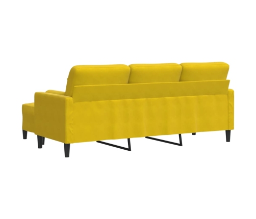 Sofá de 3 plazas con taburete terciopelo amarillo 180 cm