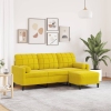 Sofá de 3 plazas con taburete terciopelo amarillo 180 cm