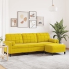 Sofá de 3 plazas con taburete terciopelo amarillo 210 cm