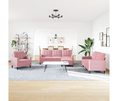 Juego de sofás con cojines 4 piezas terciopelo rosa