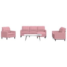 Juego de sofás con cojines 4 piezas terciopelo rosa