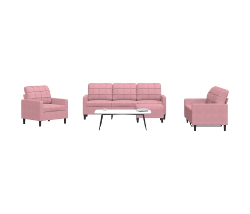 Juego de sofás con cojines 4 piezas terciopelo rosa