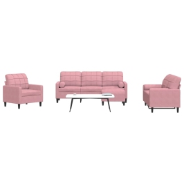 Juego de sofás con cojines 4 piezas terciopelo rosa