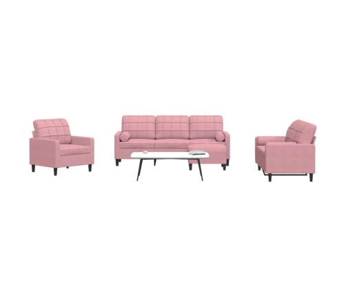 Juego de sofás con cojines 4 piezas terciopelo rosa