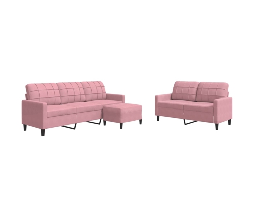 Juego de sofás con cojines 3 piezas terciopelo rosa