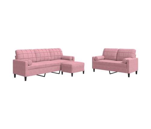 Juego de sofás con cojines 3 piezas terciopelo rosa