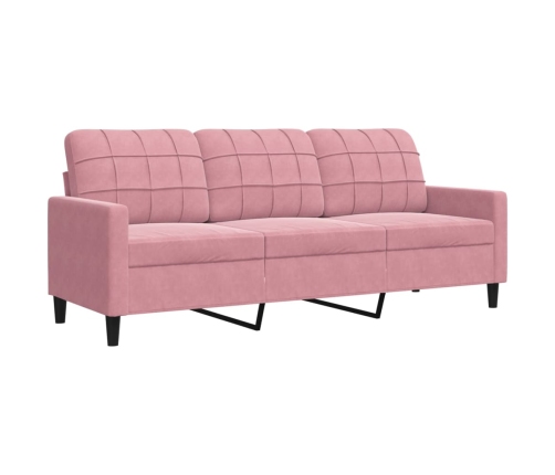 Juego de sofás con cojines 3 piezas terciopelo rosa