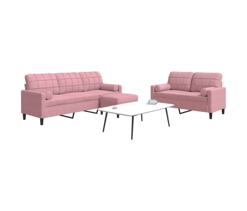 Juego de sofás con cojines 3 piezas terciopelo rosa