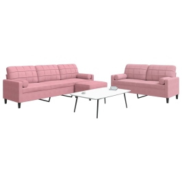 Juego de sofás con cojines 3 piezas terciopelo rosa
