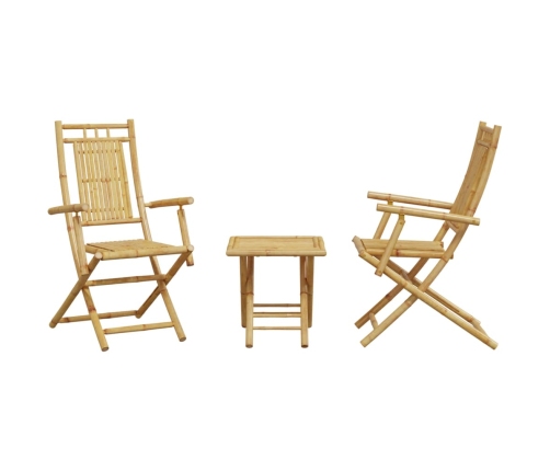 Juego de mesa y sillas de jardín 3 piezas bambú