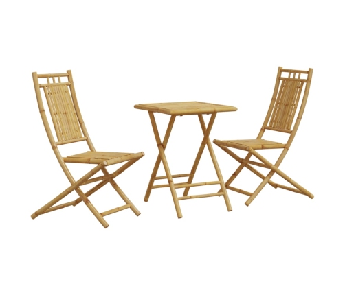 Juego de mesa y sillas de jardín 3 piezas bambú