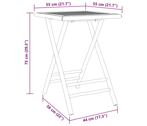 Juego de mesa y sillas de jardín 3 piezas bambú