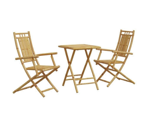 Juego de mesa y sillas de jardín 3 piezas bambú