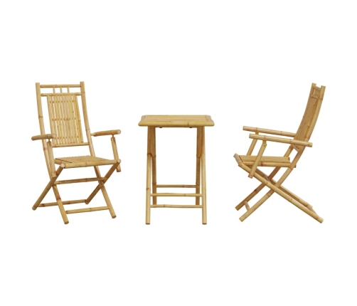 Juego de mesa y sillas de jardín 3 piezas bambú