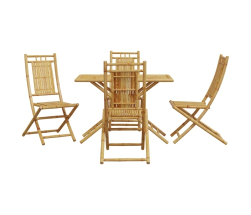 Juego de comedor de jardín 5 piezas bambú