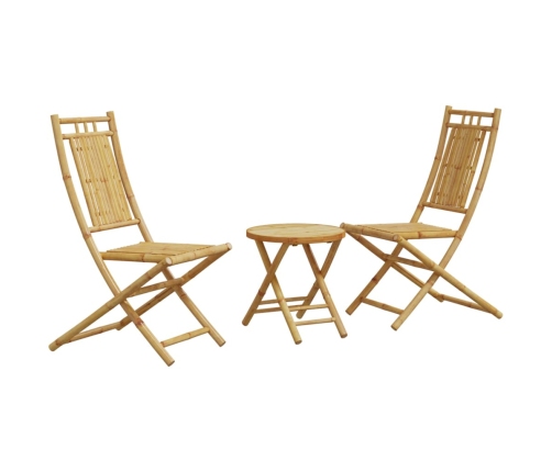 Juego de mesa y sillas de jardín 3 piezas bambú
