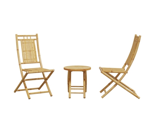 Juego de mesa y sillas de jardín 3 piezas bambú