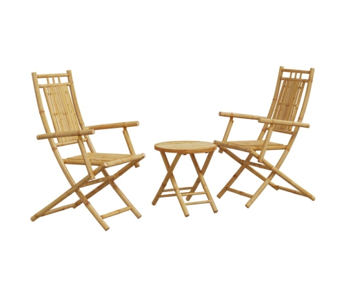 Juego de mesa y sillas de jardín 3 piezas bambú