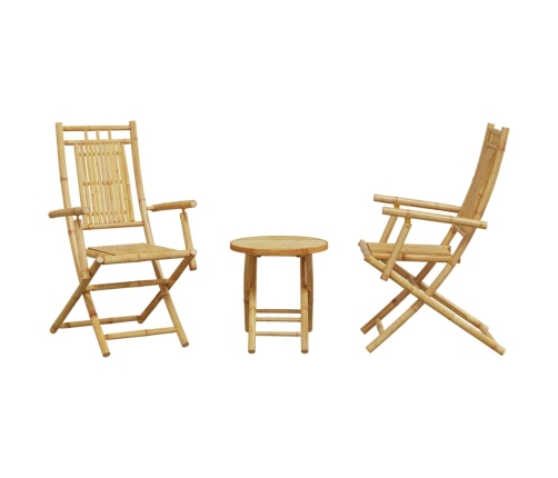 Juego de mesa y sillas de jardín 3 piezas bambú