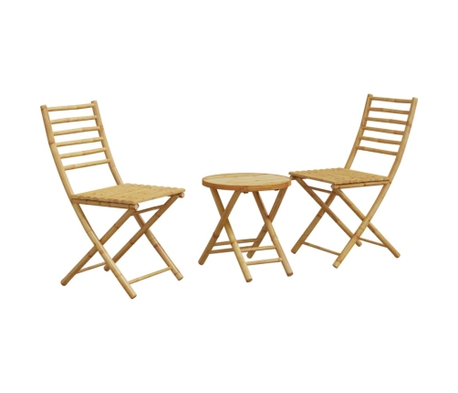 Juego de mesa y sillas de jardín 3 piezas bambú