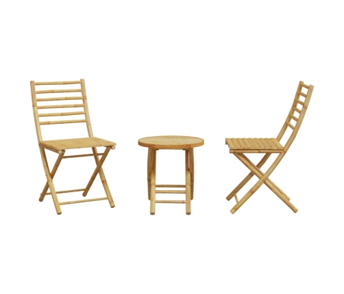 Juego de mesa y sillas de jardín 3 piezas bambú