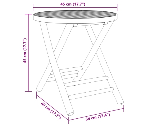 Juego de mesa y sillas de jardín 3 piezas bambú