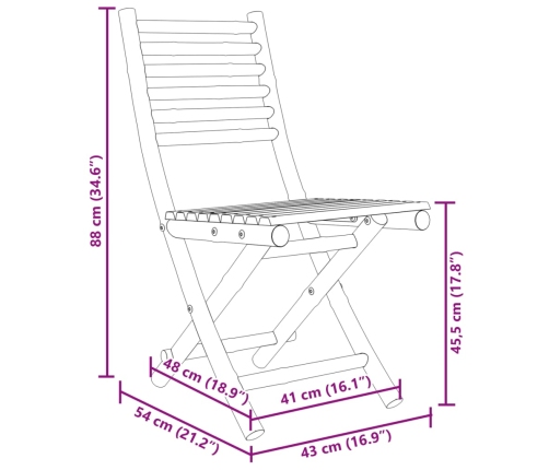 Juego de mesa y sillas de jardín 3 piezas bambú