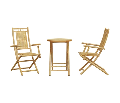 Juego de mesa y sillas de jardín 3 piezas bambú