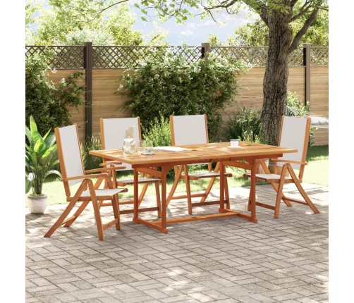 vidaXL Sillas de jardín plegables 4 uds madera maciza acacia textileno