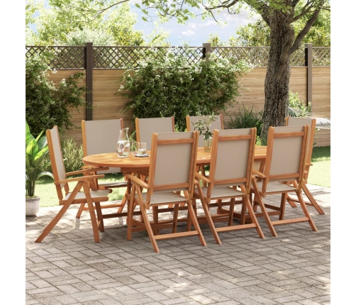 vidaXL Sillas de jardín plegables 8 uds madera maciza acacia textileno