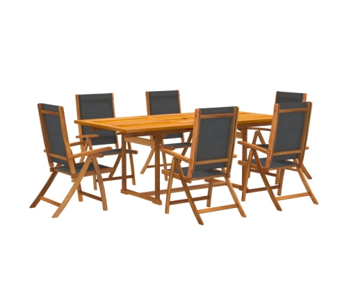 Juego comedor de jardín 7 pzas madera maciza acacia y textileno