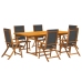 Juego comedor de jardín 7 pzas madera maciza acacia y textileno