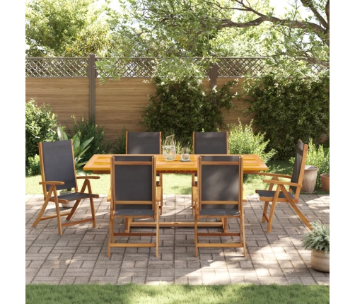 Juego comedor de jardín 7 pzas madera maciza acacia y textileno