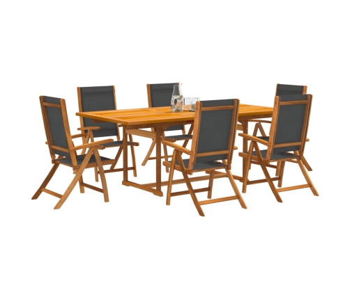 Juego comedor de jardín 7 pzas madera maciza acacia y textileno