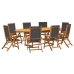 Juego comedor de jardín 9 pzas madera maciza acacia y textileno