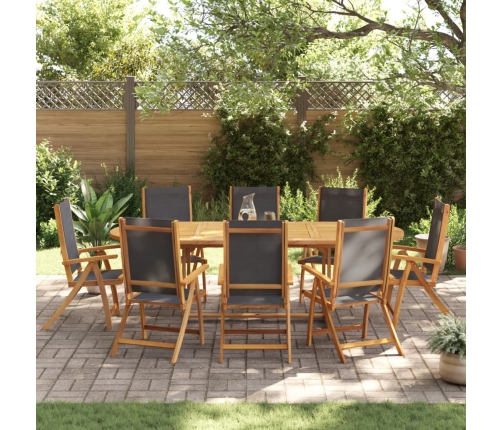 Juego comedor de jardín 9 pzas madera maciza acacia y textileno