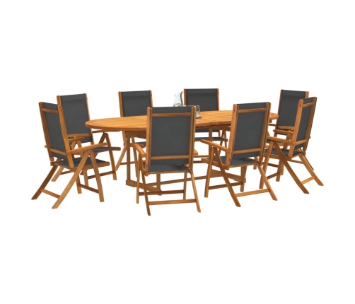 Juego comedor de jardín 9 pzas madera maciza acacia y textileno