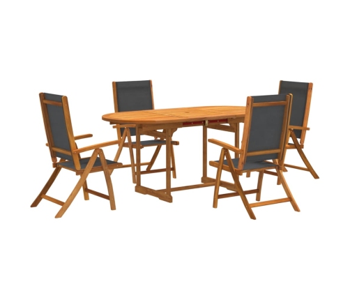 Juego comedor de jardín 5 pzas madera maciza acacia y textileno