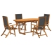 Juego comedor de jardín 5 pzas madera maciza acacia y textileno
