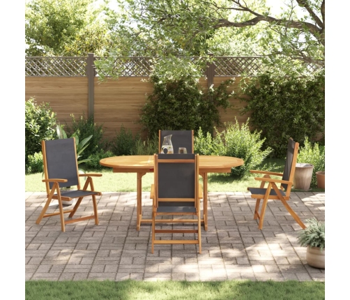 Juego comedor de jardín 5 pzas madera maciza acacia y textileno
